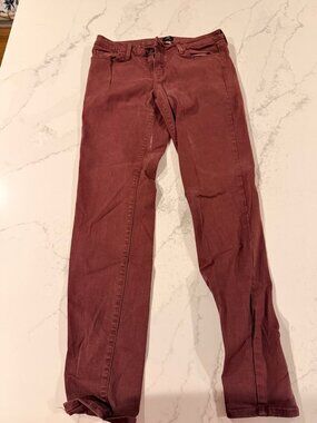 Just Black Denim Skinny Jeans Size 27 Rust Burgundy Made in USA